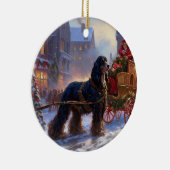 コッカースパニエル犬クリスマスフェスティバルシーズン セラミックオーナメント (右)