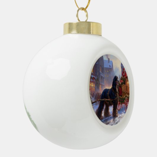 コッカースパニエル犬クリスマスフェスティバルシーズン セラミックボールオーナメント (左)