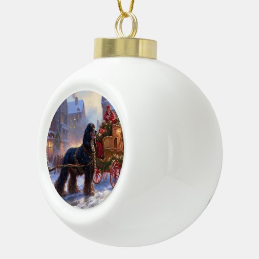 コッカースパニエル犬クリスマスフェスティバルシーズン セラミックボールオーナメント (右)