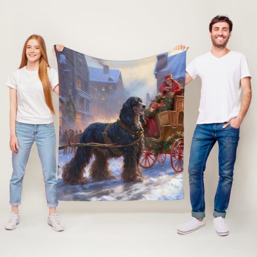 コッカースパニエル犬クリスマスフェスティバルシーズン フリースブランケット (インサイチュ)