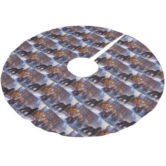 コッカースパニエル犬クリスマスフェスティバルシーズン ブラッシュドポリエステルツリースカート (アングル)