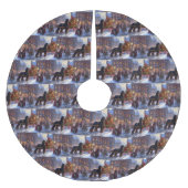 コッカースパニエル犬クリスマスフェスティバルシーズン ブラッシュドポリエステルツリースカート (正面)