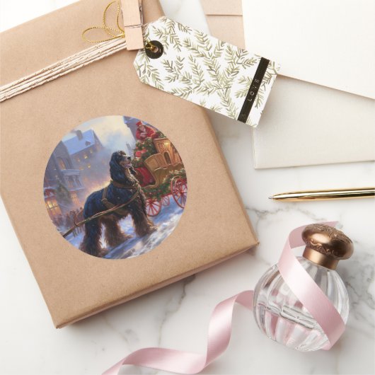 コッカースパニエル犬クリスマスフェスティバルシーズン ラウンドシール (ギフト)