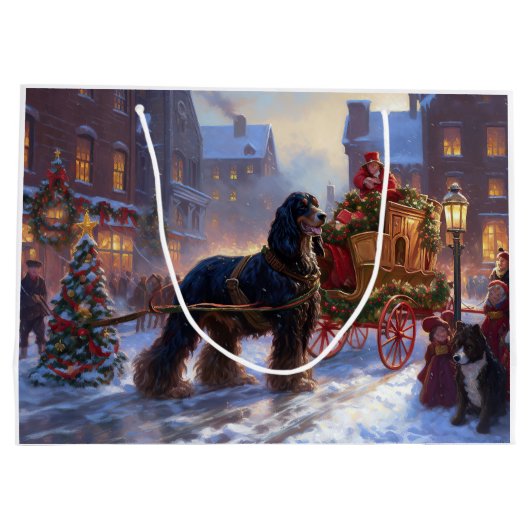 コッカースパニエル犬クリスマスフェスティバルシーズン ラージペーパーバッグ (裏面)