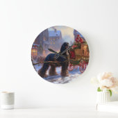 コッカースパニエル犬クリスマスフェスティバルシーズン ラージ壁時計 (ホーム)