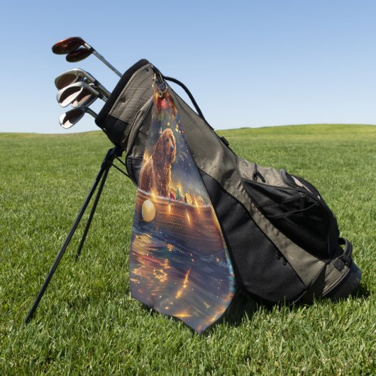 コッカースパニエル犬クリスマスフェスティバル航海 ゴルフタオル (グリーン)