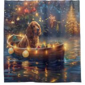 コッカースパニエル犬クリスマスフェスティバル航海 シャワーカーテン (正面)