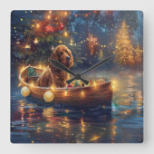 コッカースパニエル犬クリスマスフェスティバル航海 スクエア壁時計 (正面)