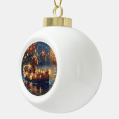 コッカースパニエル犬クリスマスフェスティバル航海 セラミックボールオーナメント (右)