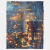 コッカースパニエル犬クリスマスフェスティバル航海 フリースブランケット (正面)