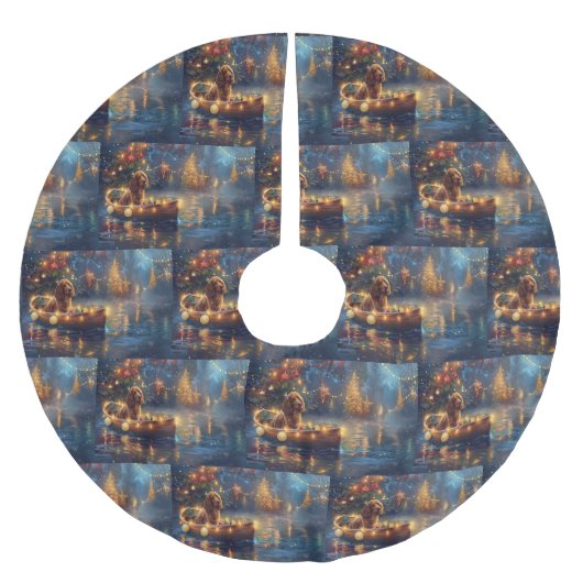 コッカースパニエル犬クリスマスフェスティバル航海 ブラッシュドポリエステルツリースカート (正面)