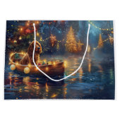 コッカースパニエル犬クリスマスフェスティバル航海 ラージペーパーバッグ (正面)