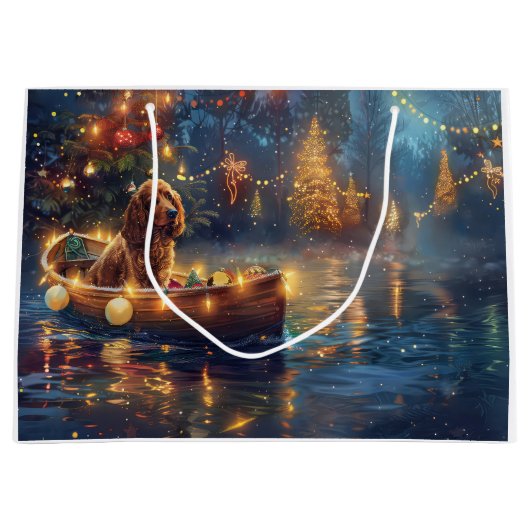 コッカースパニエル犬クリスマスフェスティバル航海 ラージペーパーバッグ (正面)