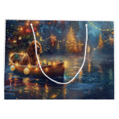 コッカースパニエル犬クリスマスフェスティバル航海 ラージペーパーバッグ (裏面)