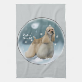 コッカースパニエル犬クリスマスプレゼント キッチンタオル