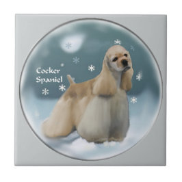 コッカースパニエル犬クリスマスプレゼント タイル