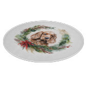 コッカースパニエル犬クリスマスリースフェスティバルカップ カッティングボード (角)