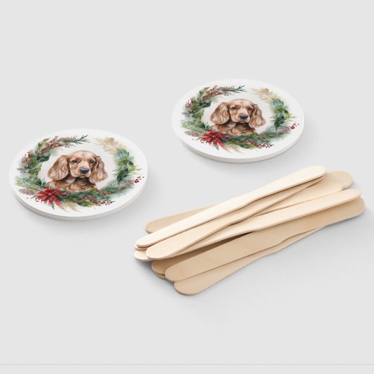 コッカースパニエル犬クリスマスリースフェスティバルカップ ハンドファン (組立なし)