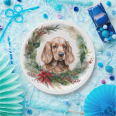 コッカースパニエル犬クリスマスリースフェスティバルカップ ペーパープレート (パーティー)