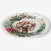 コッカースパニエル犬クリスマスリースフェスティバルカップ ペーパープレート (アングル)