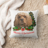 コッカースパニエル犬クリスマス クッション (ブランケット)