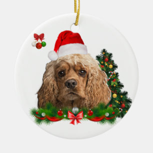コッカースパニエル犬クリスマス セラミックオーナメント