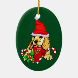 コッカースパニエル犬クリスマス セラミックオーナメント