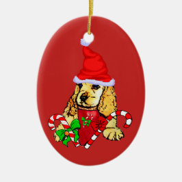 コッカースパニエル犬クリスマス セラミックオーナメント