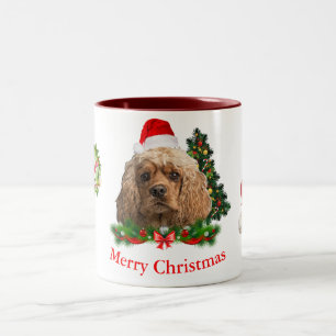 コッカースパニエル犬クリスマス ツートーンマグカップ