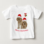 コッカースパニエル犬クリスマス ベビーTシャツ (正面)
