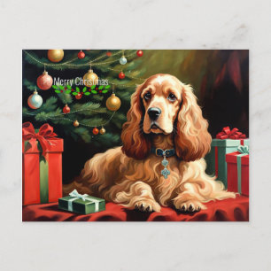 コッカースパニエル犬クリスマス ポストカード