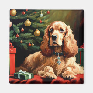コッカースパニエル犬クリスマス マグネット
