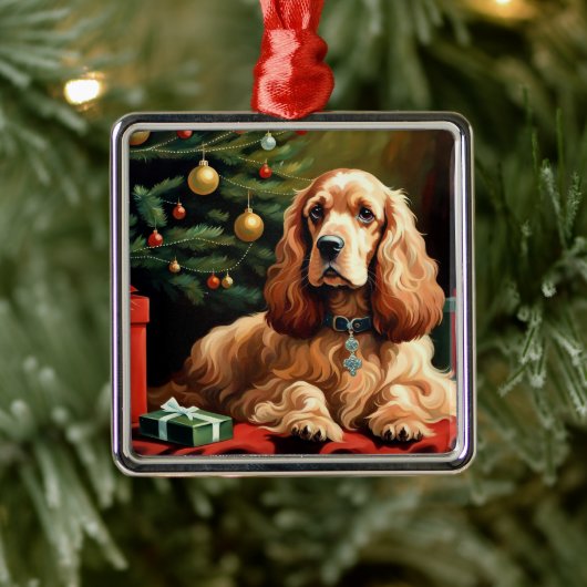 コッカースパニエル犬クリスマス メタルオーナメント (ツリー)