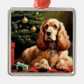 コッカースパニエル犬クリスマス メタルオーナメント (正面)