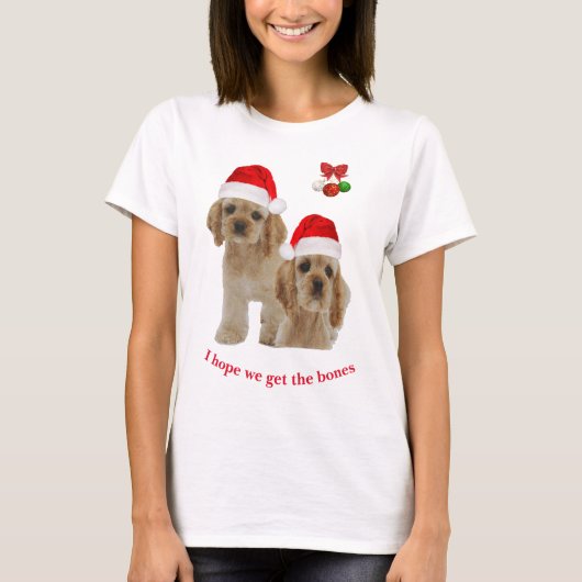 コッカースパニエル犬クリスマス Tシャツ (正面)