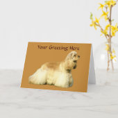 コッカースパニエル犬グリーティングカード カード (黄色い花)
