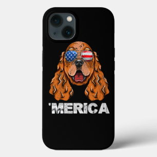 コッカースパニエル犬サングラスアメリカ合衆国国旗4日 iPhone 13ケース