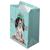 コッカースパニエル犬サンタハットホリデーストリングビーズ ミディアムペーパーバッグ (正面アングル)