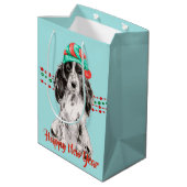 コッカースパニエル犬サンタハットホリデーストリングビーズ ミディアムペーパーバッグ (裏面アングル)