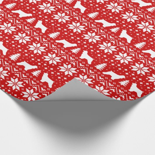 コッカースパニエル犬シルエットドッグスクリスマスパターン ラッピングペーパー (角)