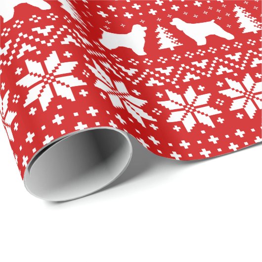 コッカースパニエル犬シルエットドッグスクリスマスパターン ラッピングペーパー (ロールコーナー)