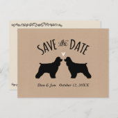 コッカースパニエル犬シルエット結婚式の日付を保存 案内ポストカード (正面/裏面)