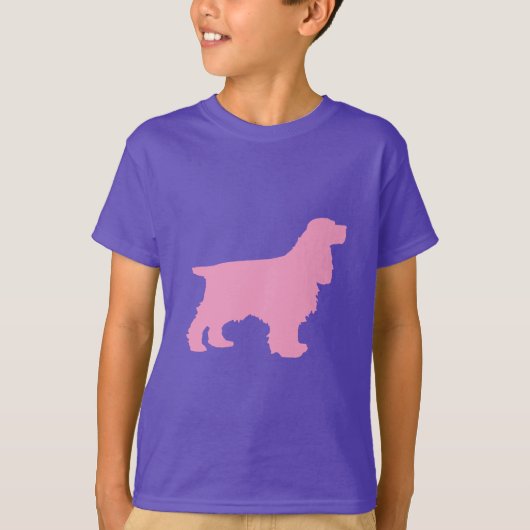 コッカースパニエル犬シルエット(ピンク) Tシャツ (正面)