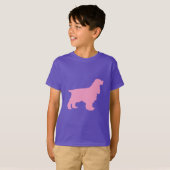 コッカースパニエル犬シルエット(ピンク) Tシャツ (正面フル)