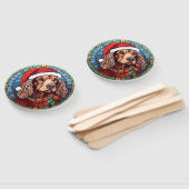 コッカースパニエル犬ステンドグラスのクリスマス ハンドファン (組立なし)