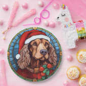 コッカースパニエル犬ステンドグラスのクリスマス ペーパープレート (パーティー)