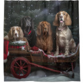 コッカースパニエル犬スノウリースレイクリスマスデコール シャワーカーテン (正面)