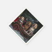 コッカースパニエル犬スノウリースレイクリスマスデコール スタンダードカクテルナプキン (角)