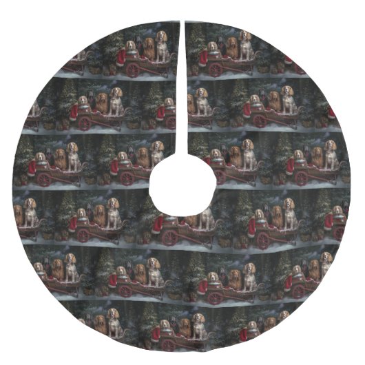 コッカースパニエル犬スノウリースレイクリスマスデコール ブラッシュドポリエステルツリースカート (正面)