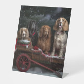 コッカースパニエル犬スノウリースレイクリスマスデコール 台座サイン (正面)